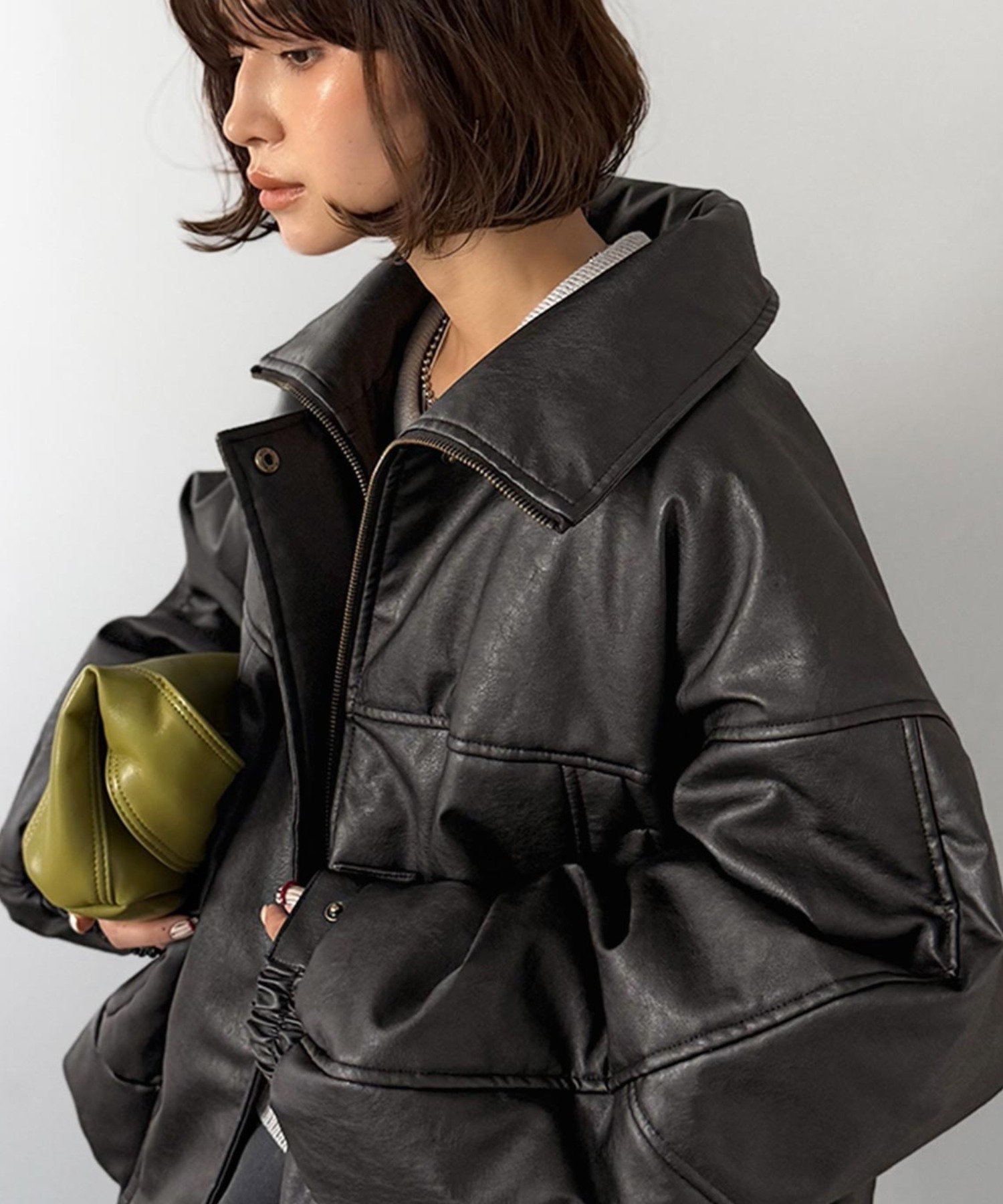 🇯🇵 日系品牌 JAVA 仿皮 人造皮革 羽絨外套 拉鍊外套 保暖 防寒 立領 排扣 / 預購