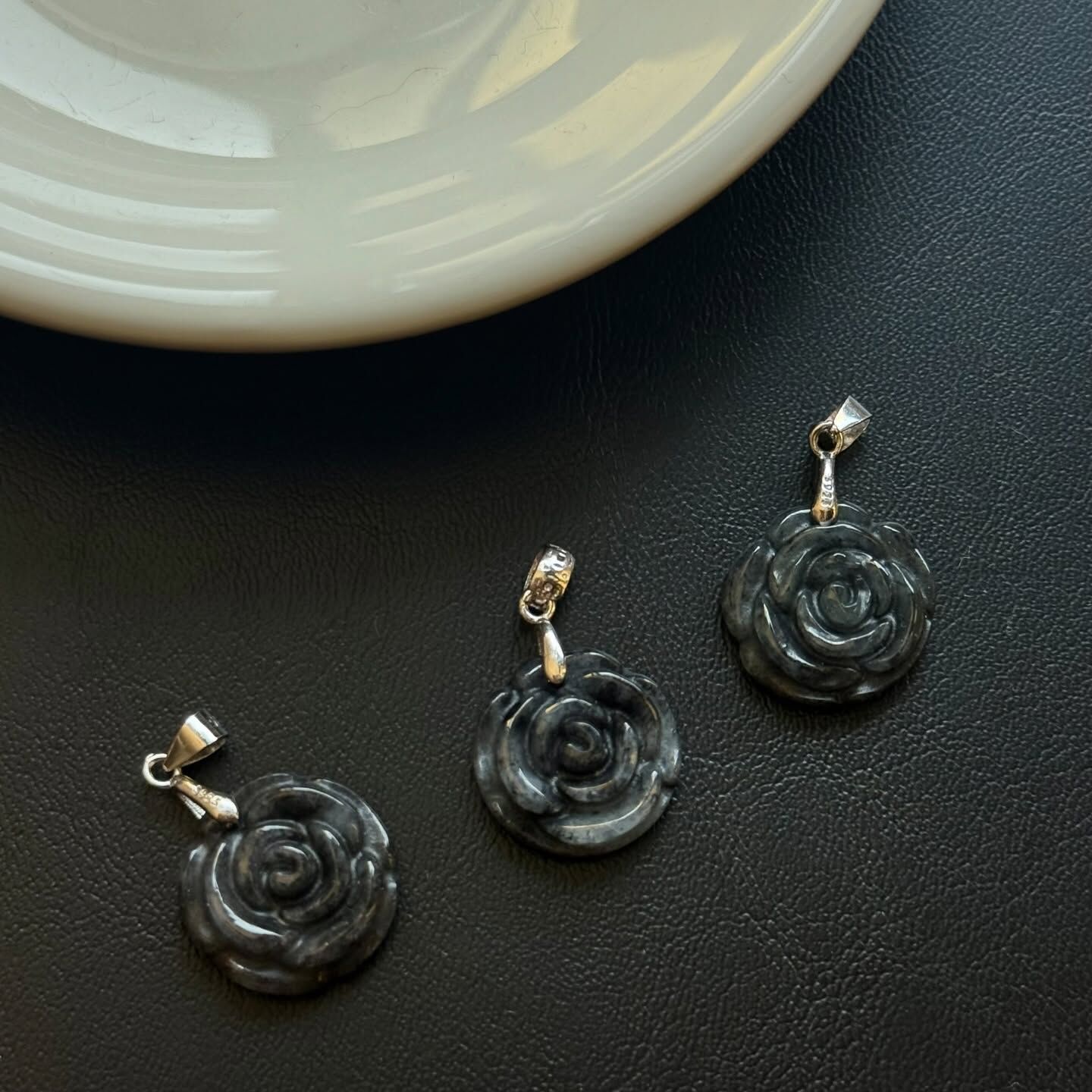 [原石] 黑翡翠 925銀項鍊吊墜