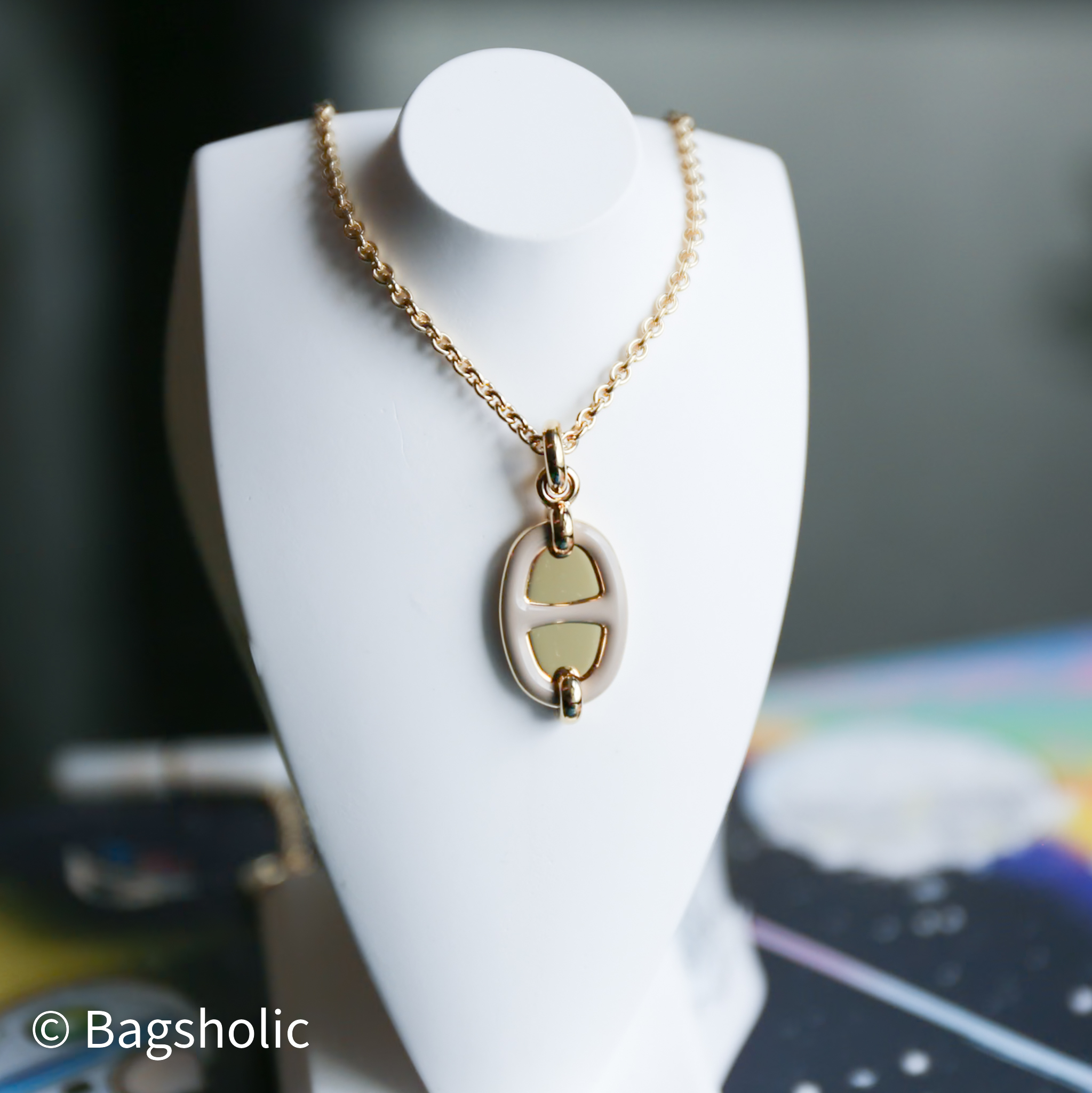 Hermes Mini Maillon pendant (MarronGlace GHW)