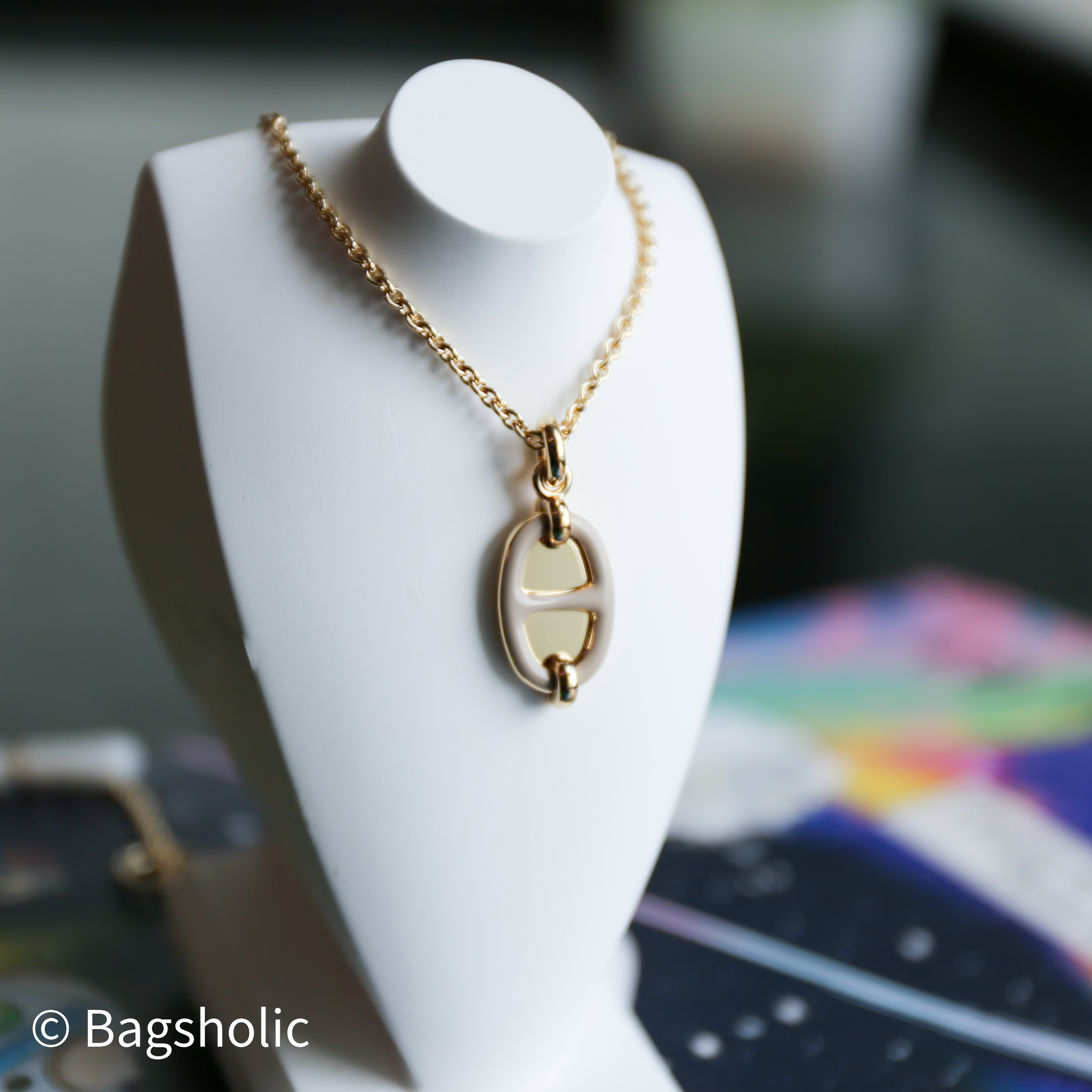 Hermes Mini Maillon pendant (MarronGlace GHW)