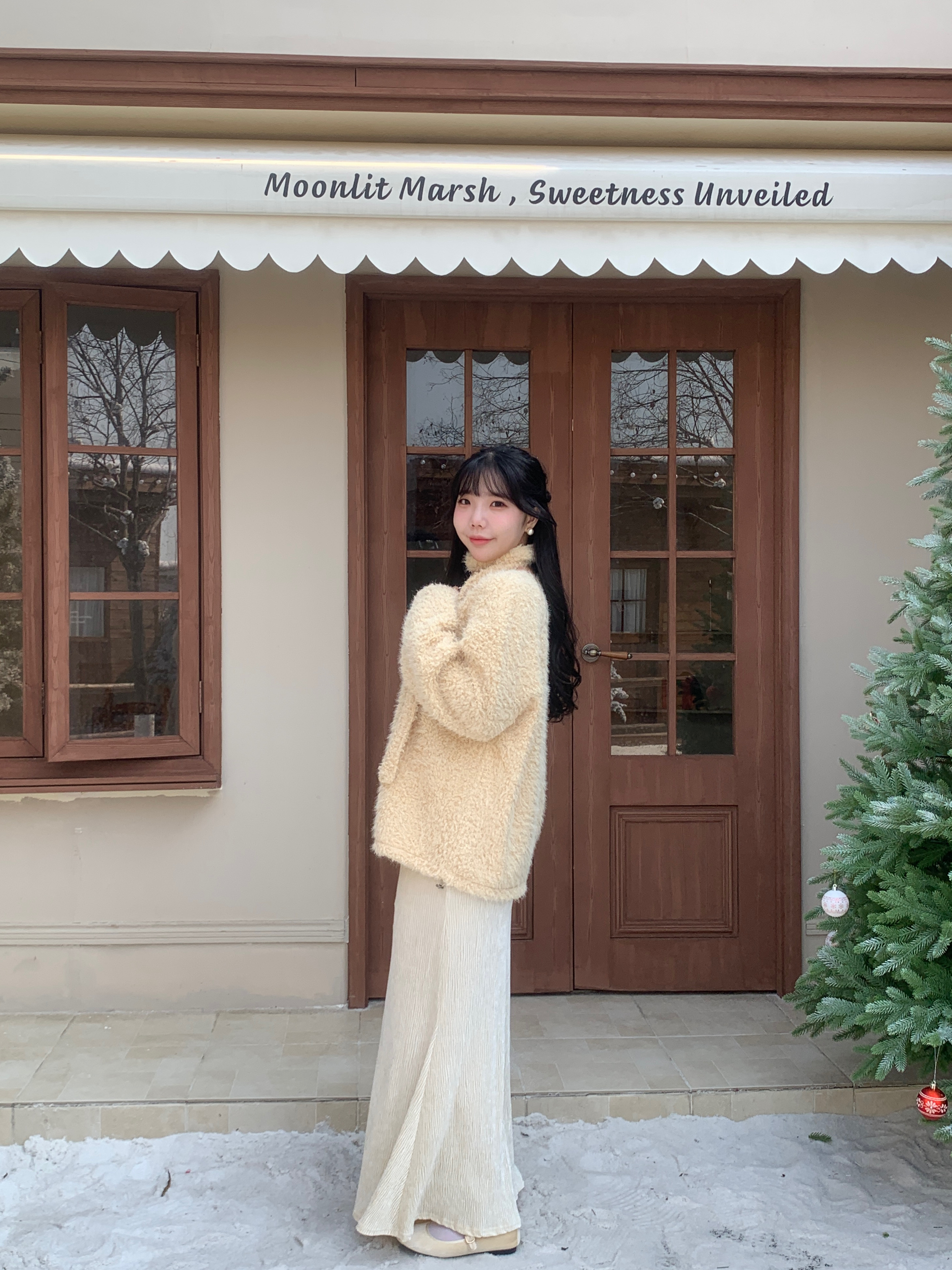 冬日浪漫絲絨壓褶魚尾長裙  3色