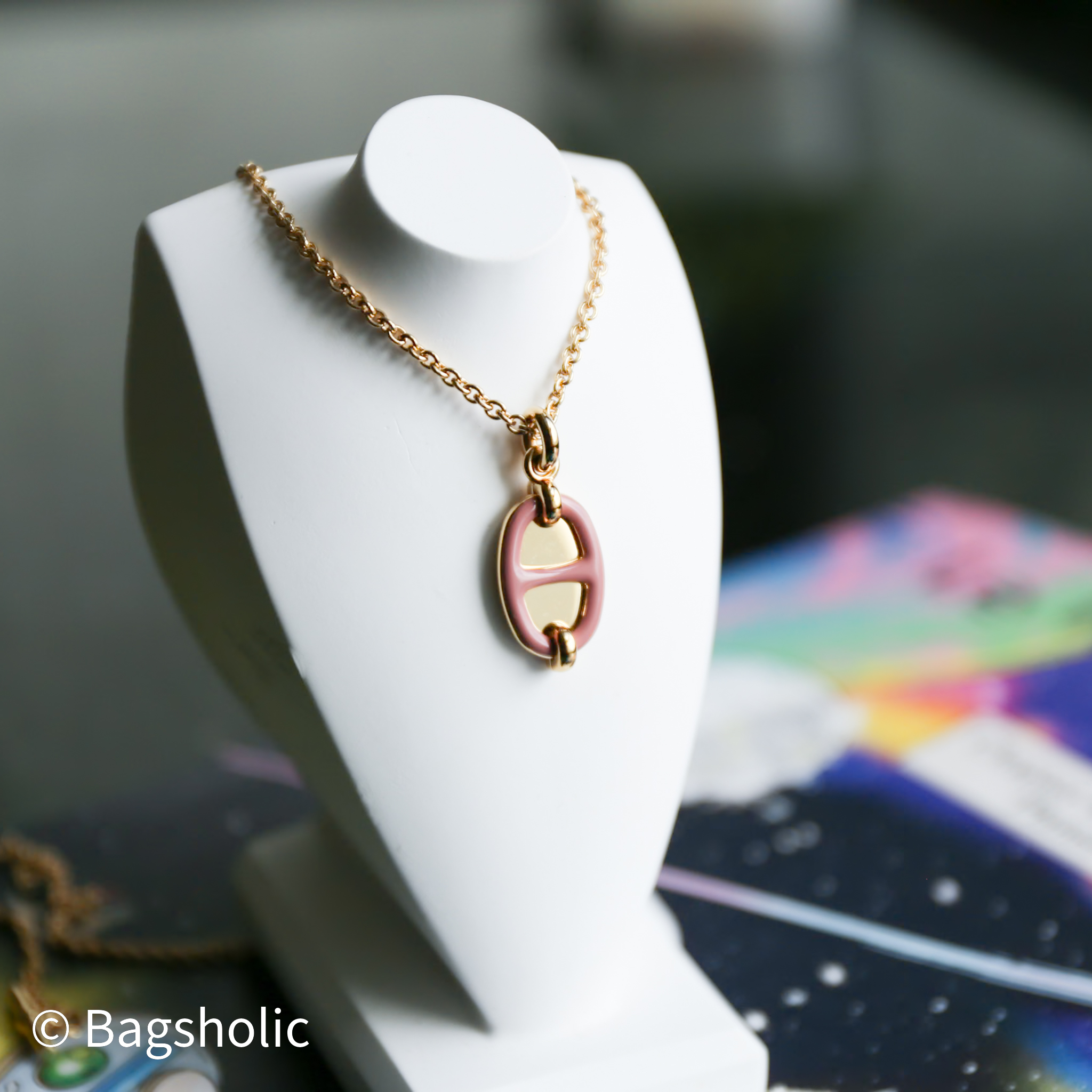 Hermes Mini Maillon pendant (Rose Beaute GHW)