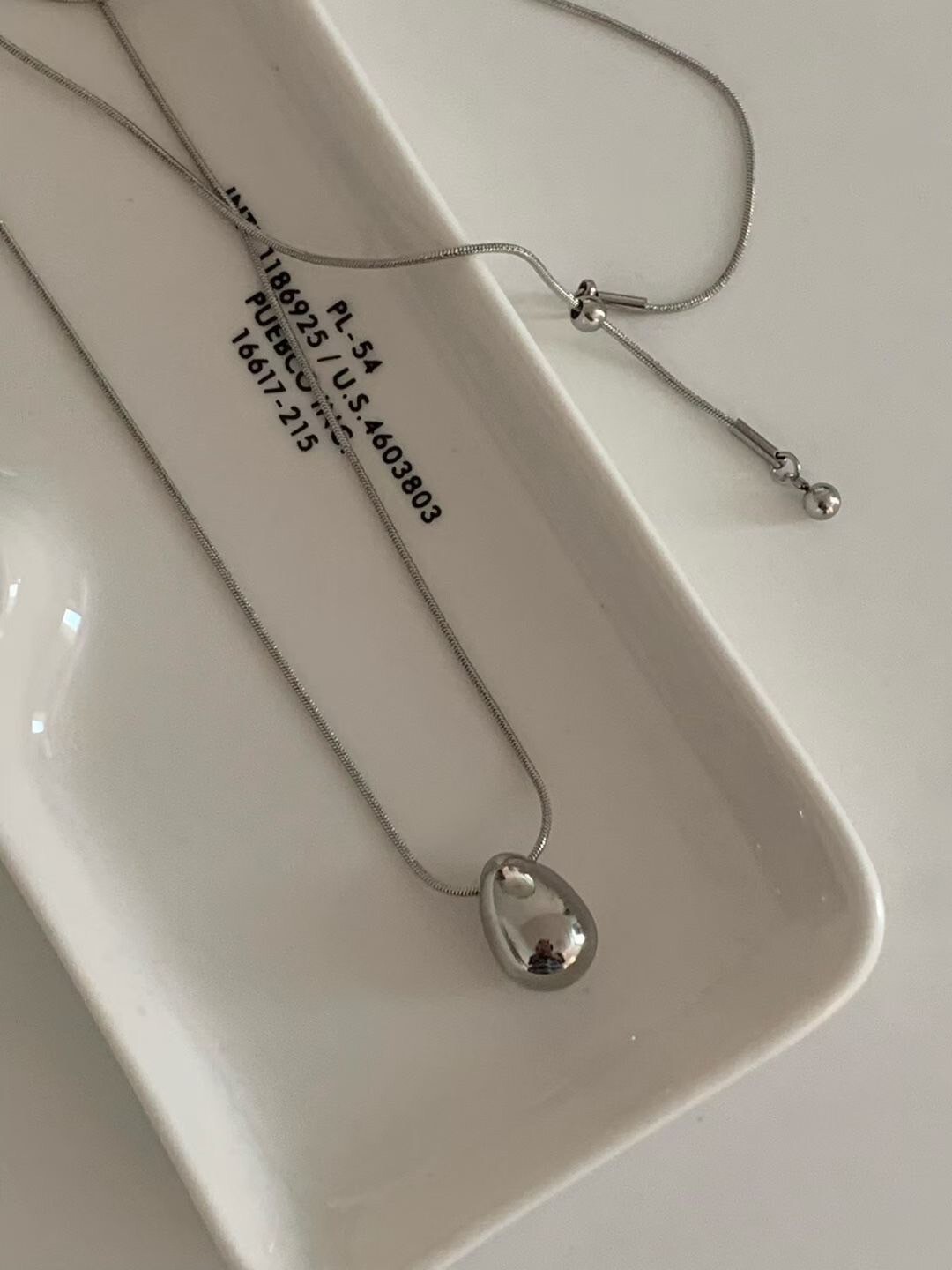 質感銀胖胖水滴造型可調節Y字項鍊毛衣鍊