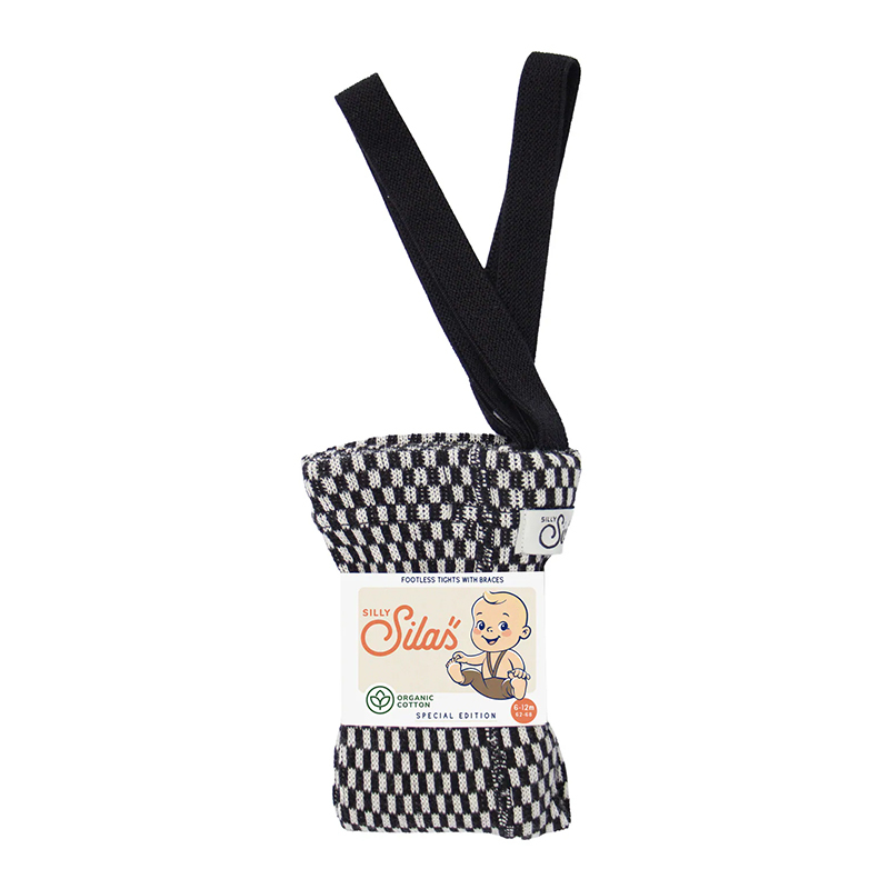 Silly Silas 特別款黑白格紋吊帶褲-Black & White Checked