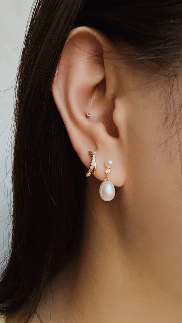 千穗｜托帕珍珠耳環