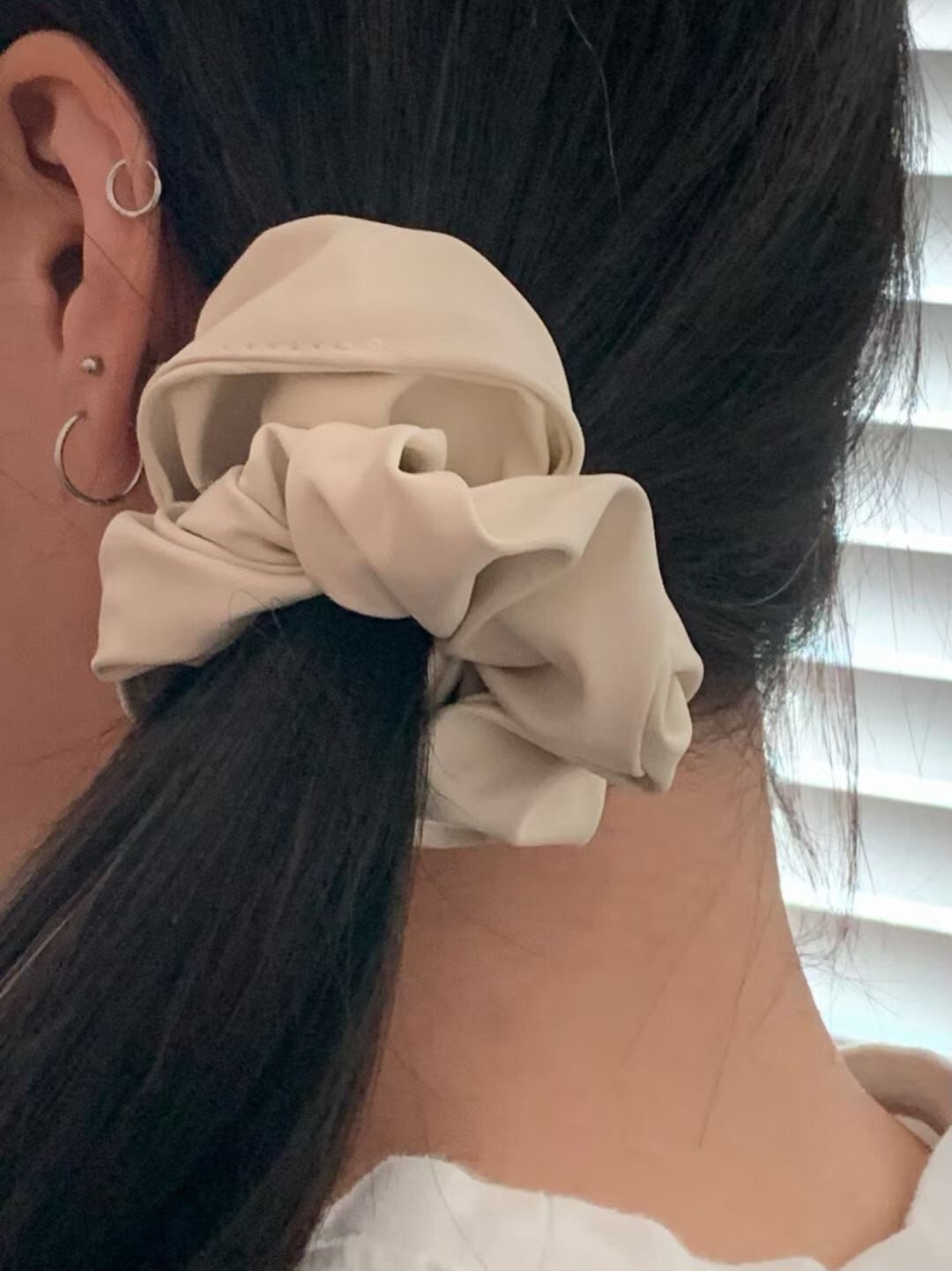 歐美PU皮革澎澎雲朵髮圈髮束 / 2色