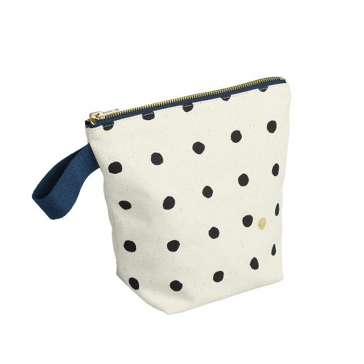 法國La cerise sur le gâteau 有機棉防水手提收納袋-黑點點(小)