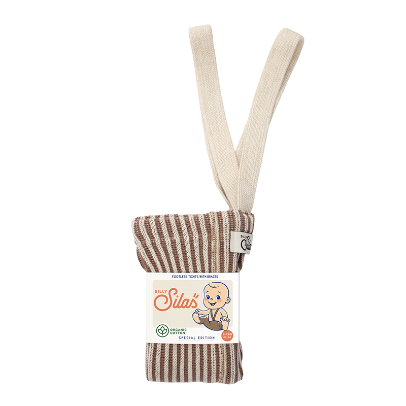 Silly Silas 特別款條紋吊帶褲-Granola & Cream Striped