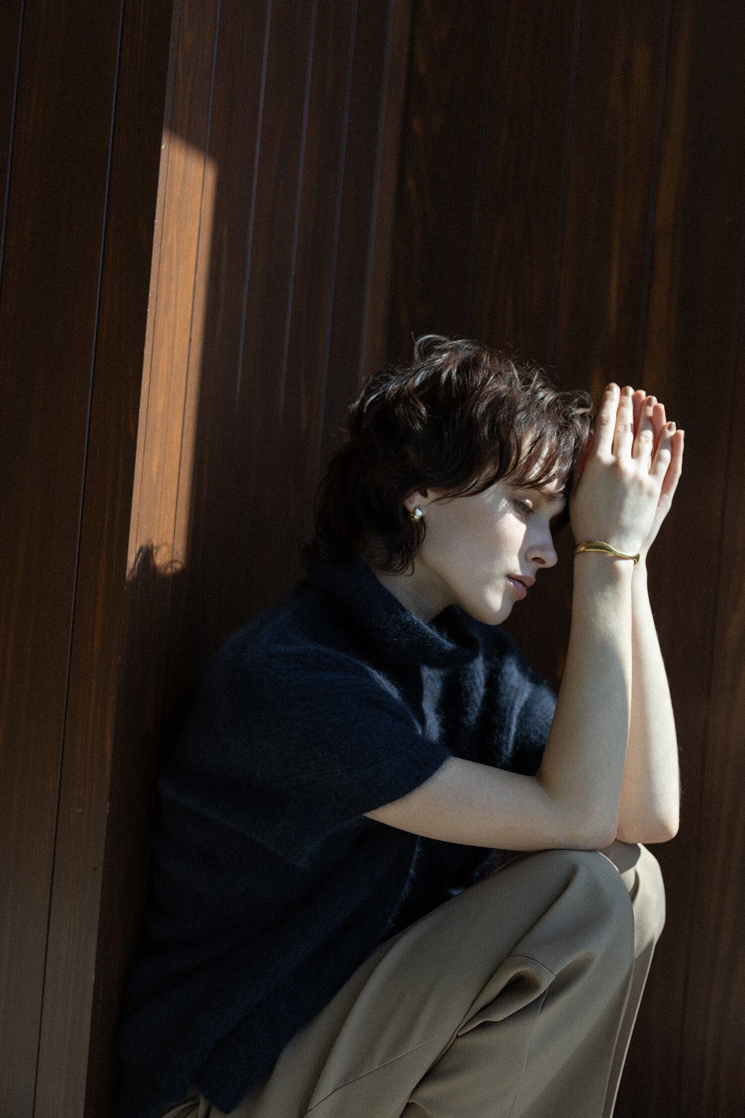 2025 秋冬 羊毛混紡高領短袖套頭衫_淺萊姆綠