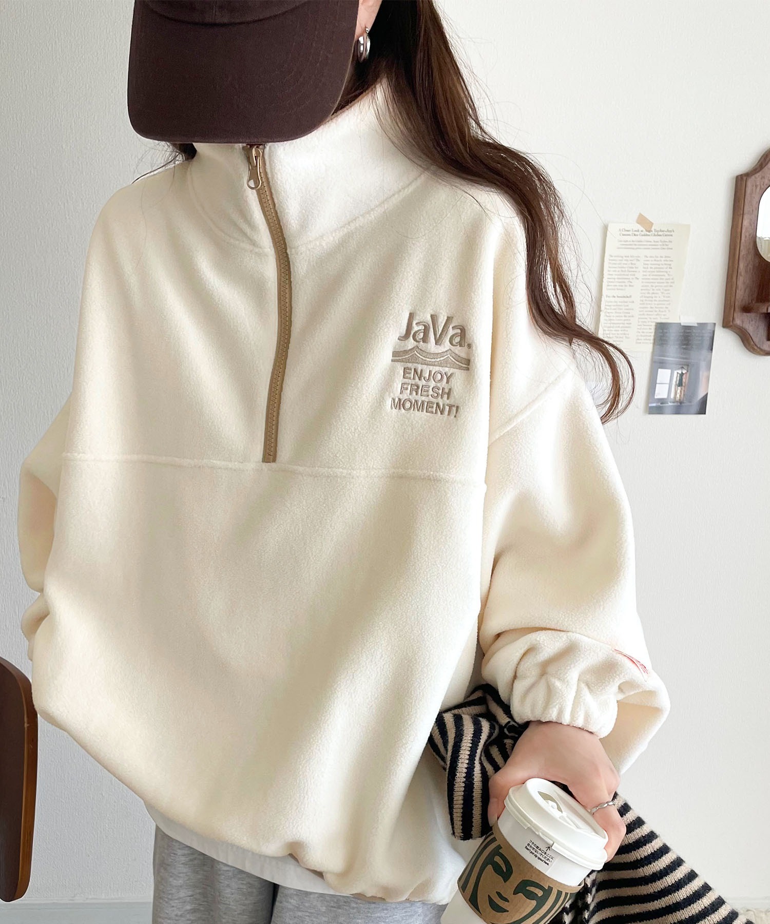 🇯🇵 日系品牌 JAVA 半拉鍊上衣 抓絨 翻領 長袖 保暖 / 預購