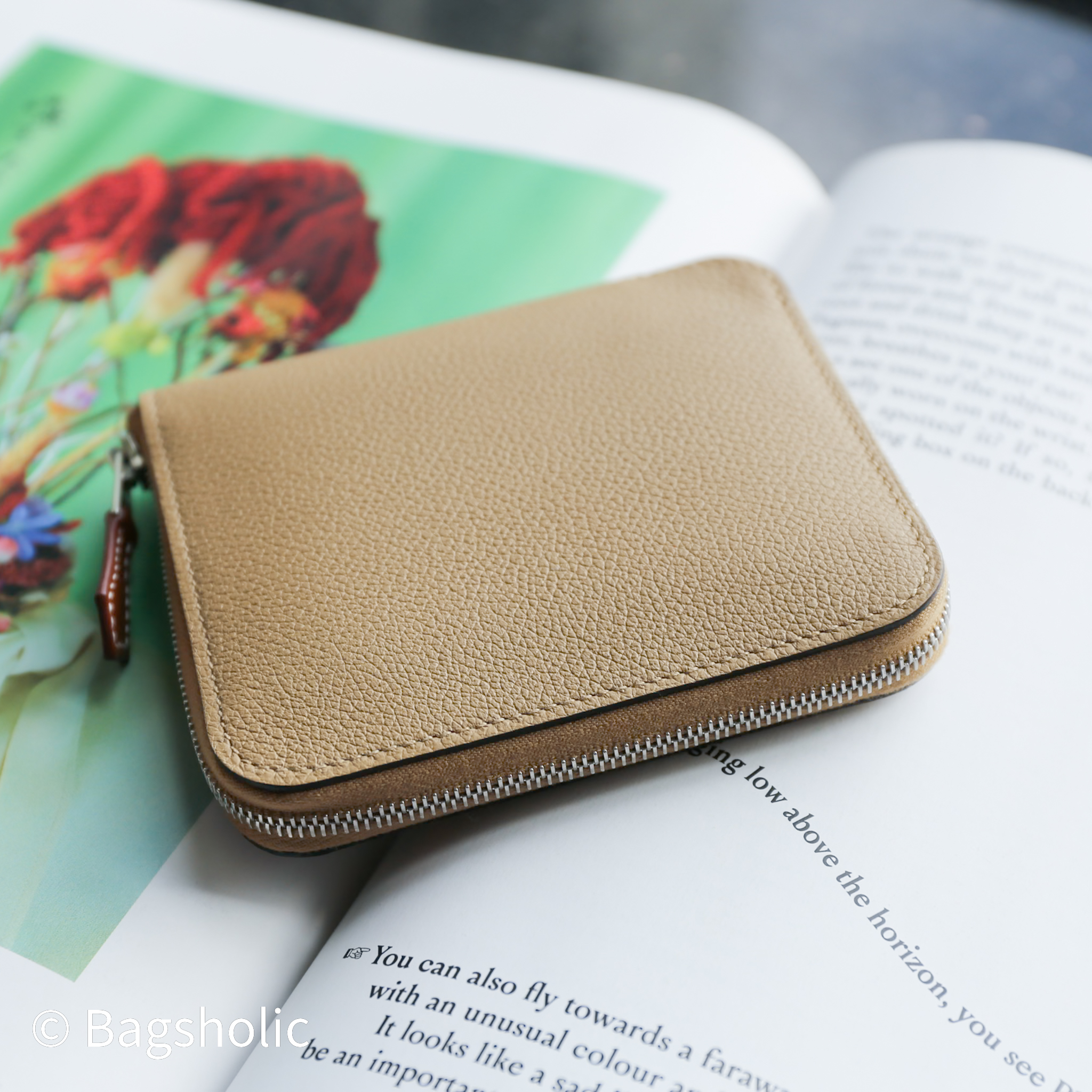 Hermès Silk'In Compact wallet Poussiere Color Evercolor Leather)