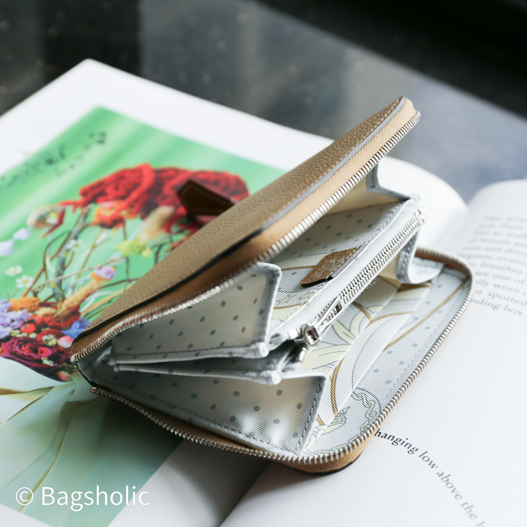 Hermès Silk'In Compact wallet Poussiere Color Evercolor Leather)