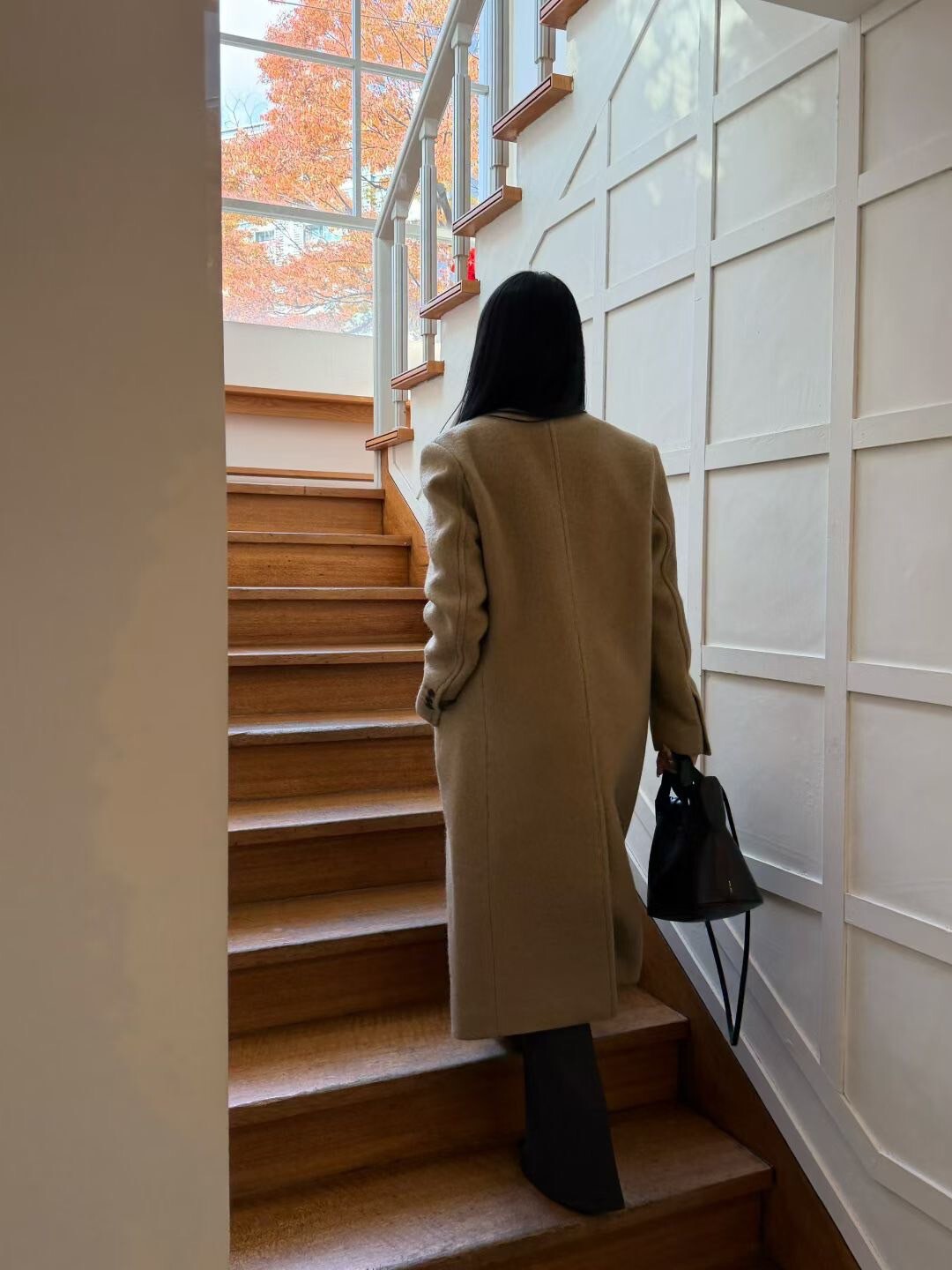 雙釦修身剪裁長版西裝外套羊毛大衣 / 2色