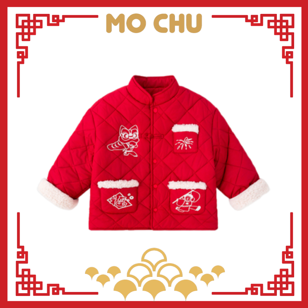 (110cm現貨)新年喜事多口袋加絨外套(二色)