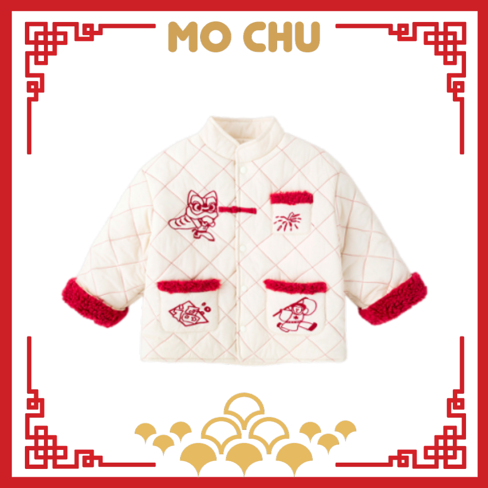 (110cm現貨)新年喜事多口袋加絨外套(二色)