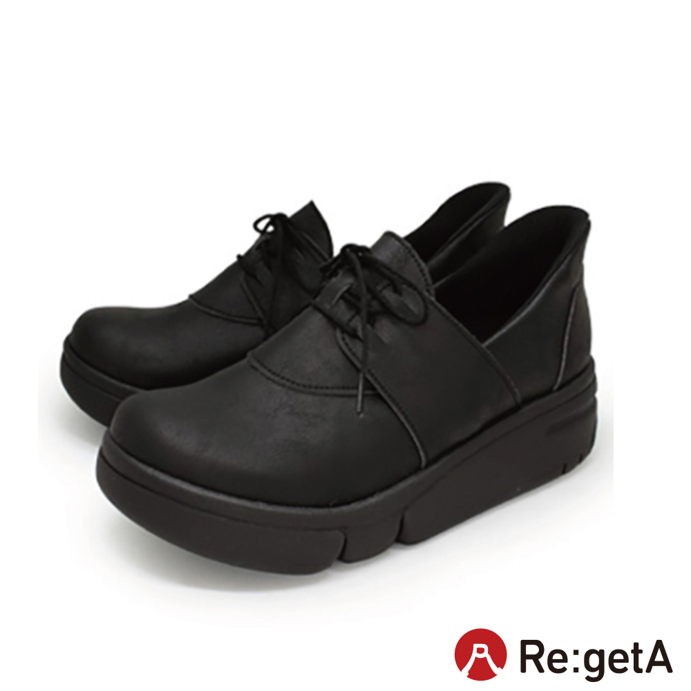 大阪樂步健康鞋 Re:getA 厚底輕量綁帶休閒鞋 RE167 (BLK-黑色)