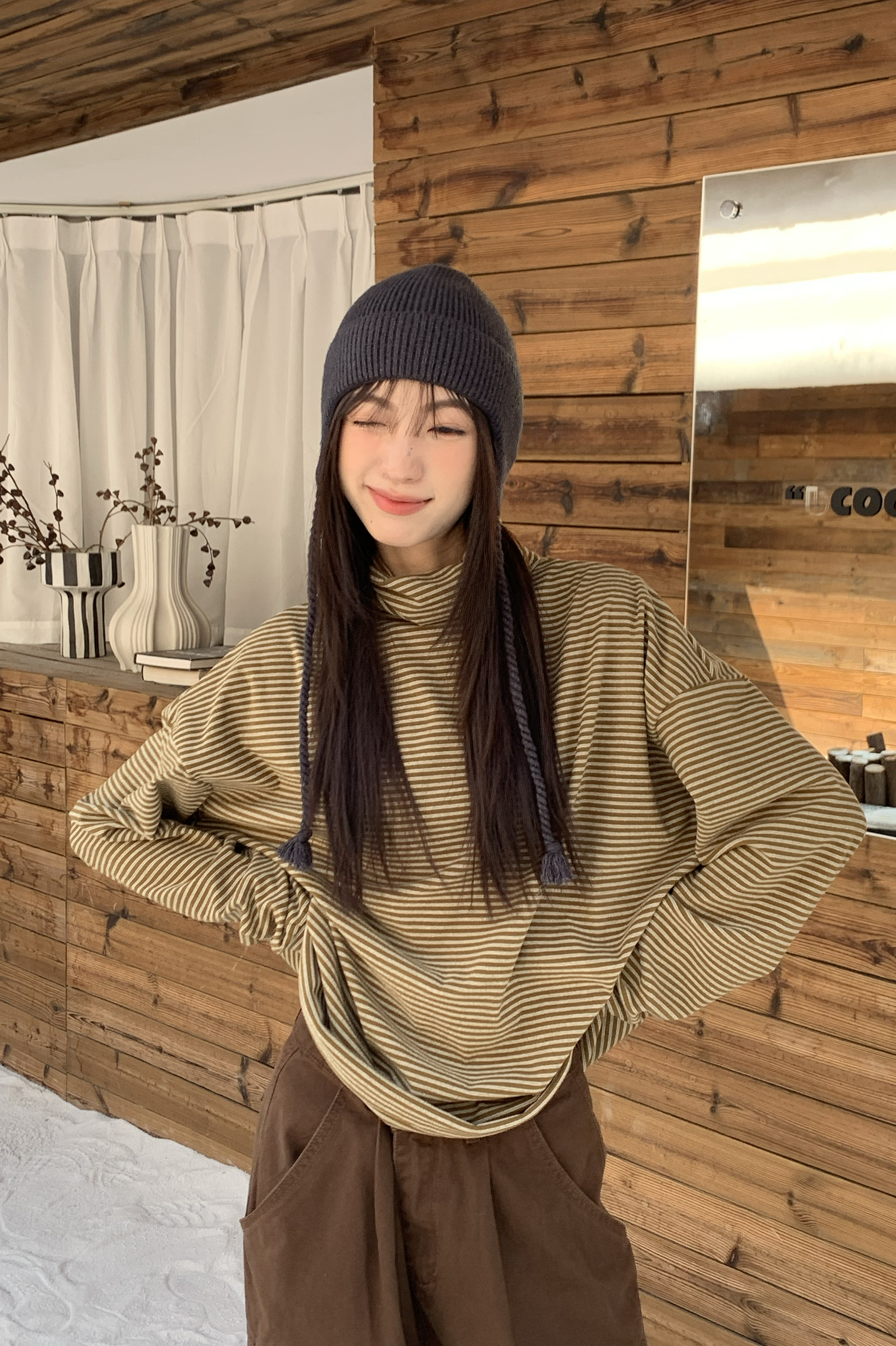 Last Month｜柔軟高領條紋內搭 6色