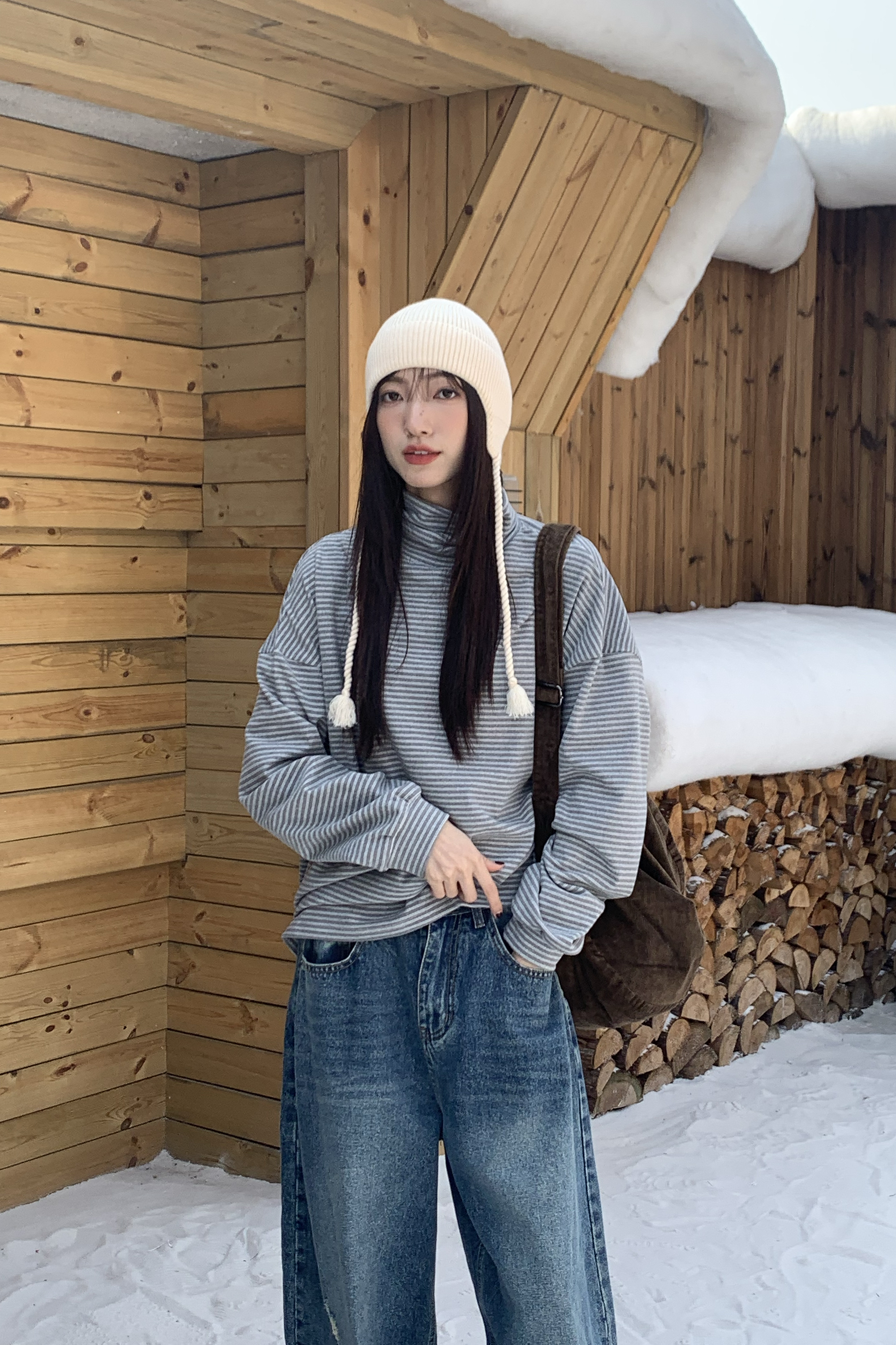 Last Month｜柔軟高領條紋內搭 6色