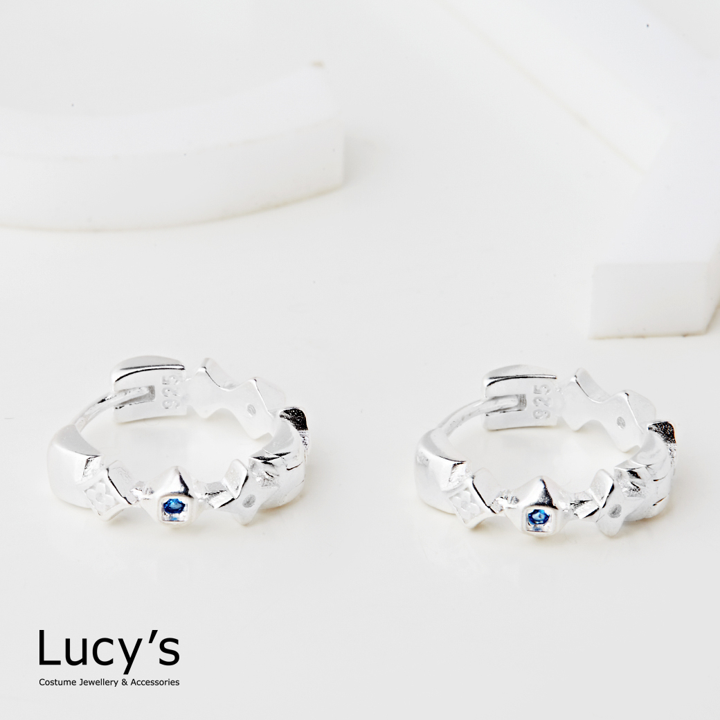 925純銀 幾何光序 易扣耳環 (126595)