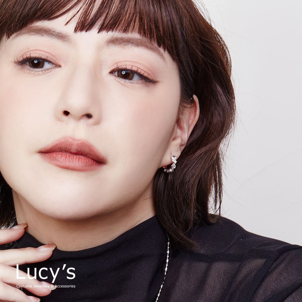 925純銀 幾何光序 易扣耳環 (126595)