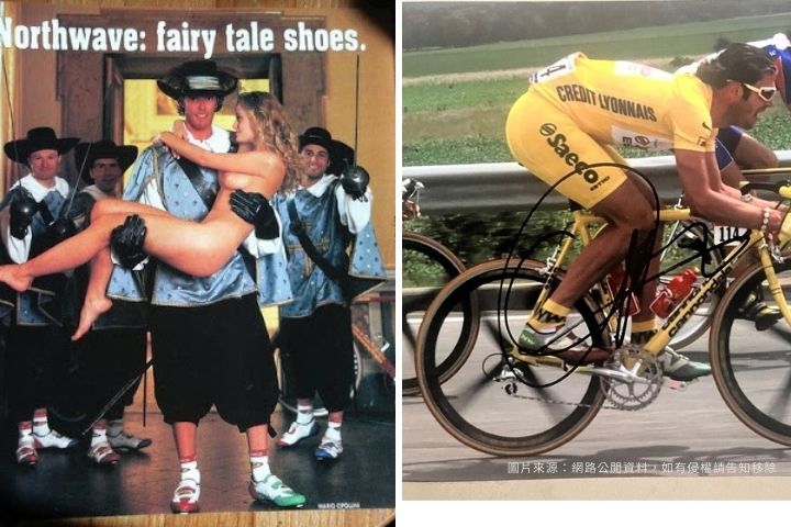 Northwave 2000 年代由 Mario Cipollini 參與的 Fairy Tale Shoes 經典廣告,象徵品牌大膽又具時代特色的行銷風格