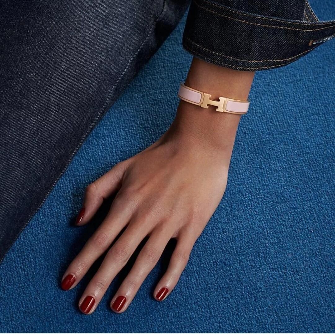 Hermes Clic H bracelet (Rose Dragee  RGHW)