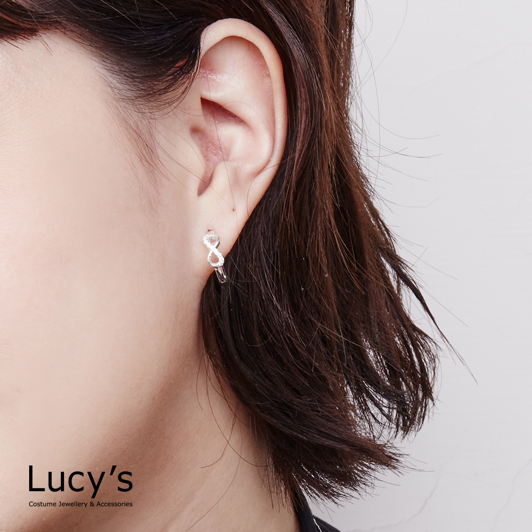 925純銀 8字微光 易扣耳環 (123610)