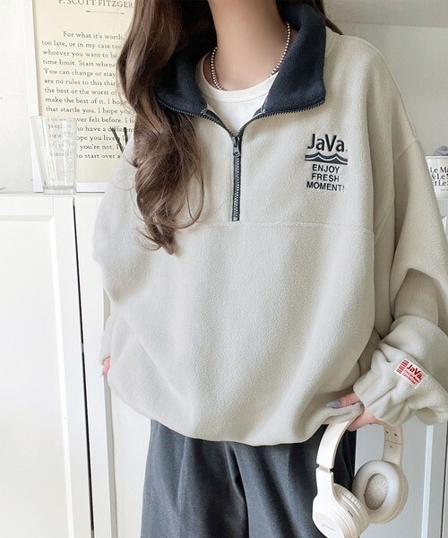 KTQ STORE ‧ JAVA 復古運動風 半拉鍊抓絨衫 四色