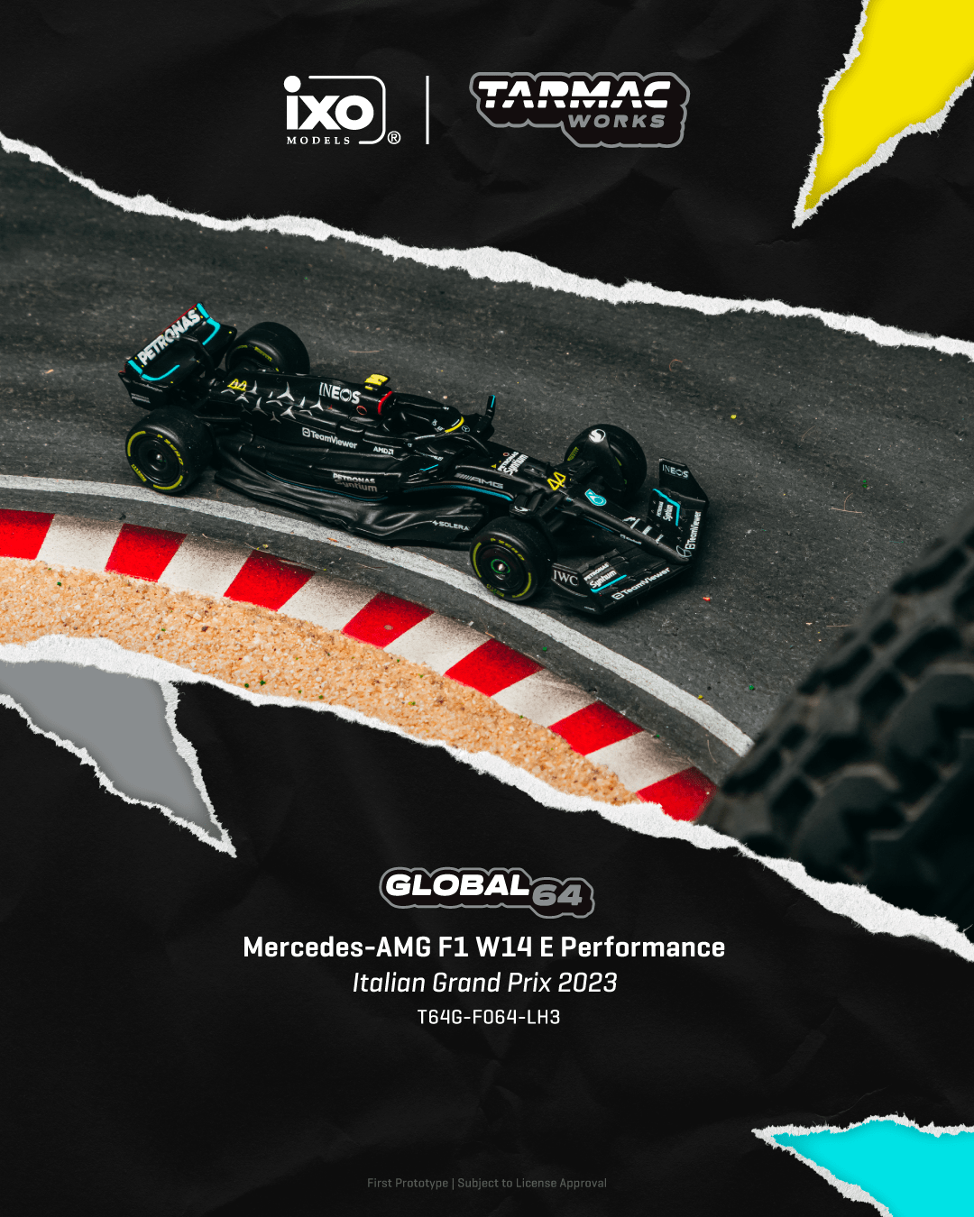 PO-$118 * TARMAC * 1:64 Mercedes-AMG F1 W14 E Performance Italian Grand Prix 2023 Lewis Hamilton