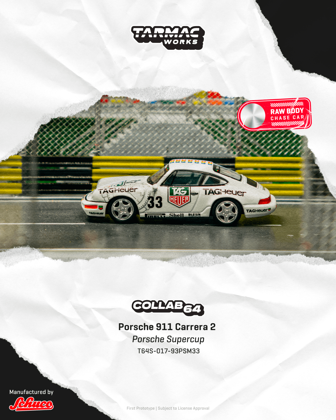 PO-$118 * TARMAC * 1:64 Porsche 911 Carrera 2 Porsche Supercup Monaco 1993 Winner