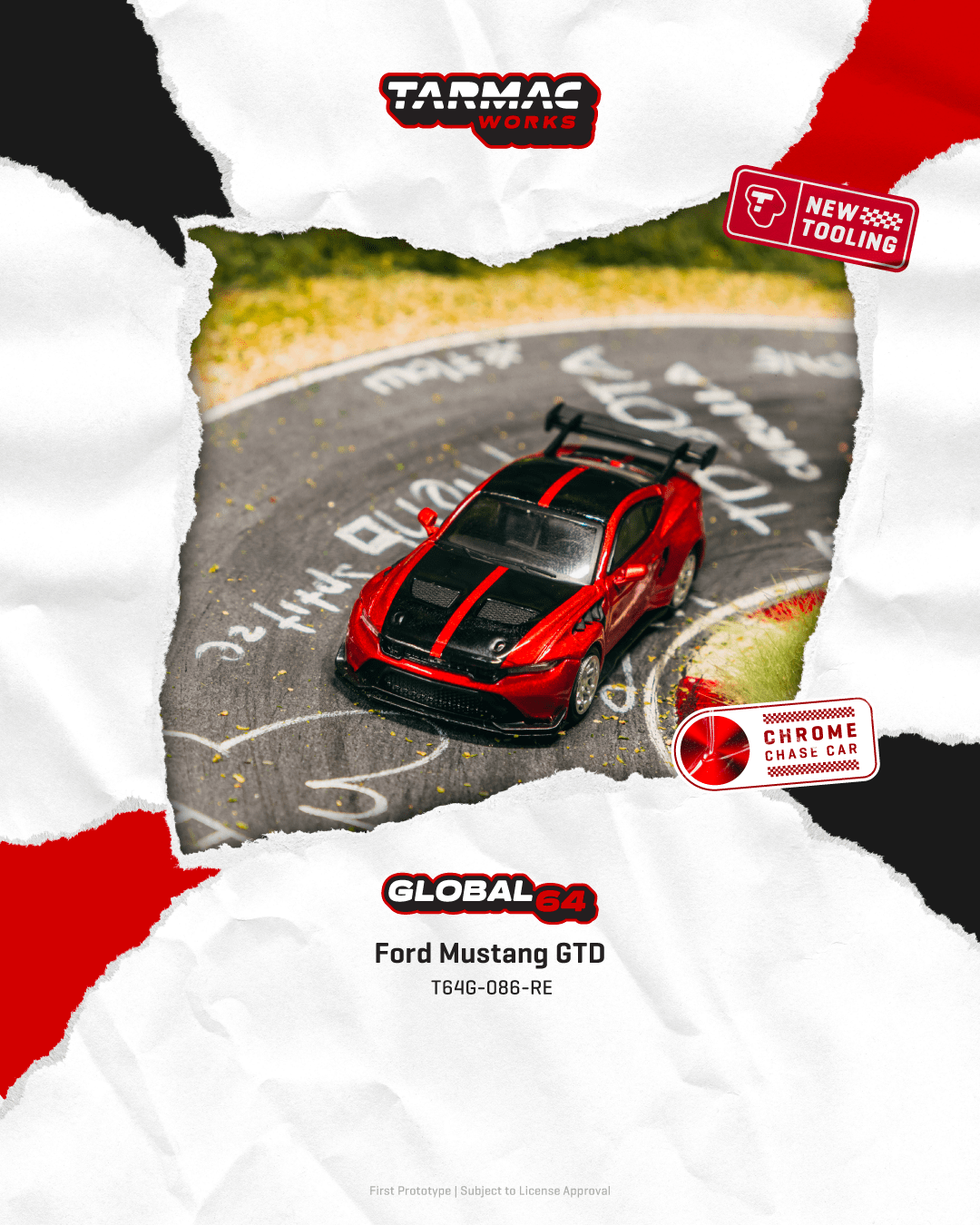 PO-$84 * TARMAC * 1:64 Ford Mustang GTD Red