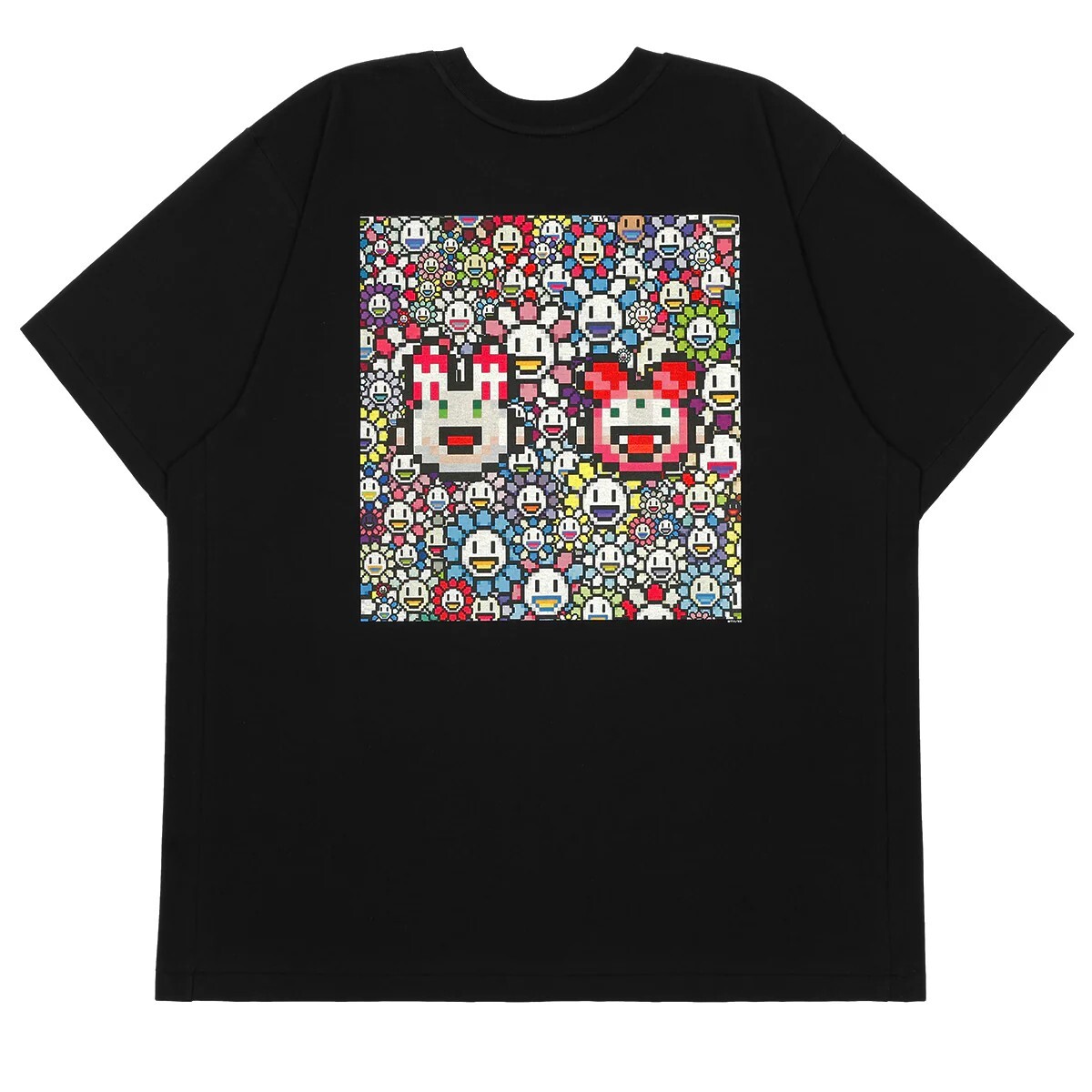 -(B5c01)-TAKASHI MURAKAMI KAIKAI & KIKI NFT S/S TEE 後背 像素圖T 黑色