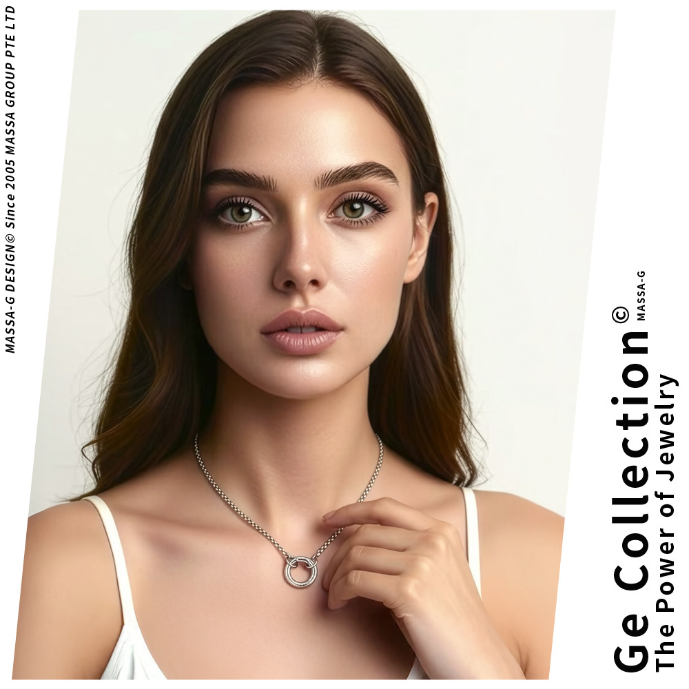 MASSA-G 【能量之環】搭配方形3顆金屬鍺錠白鋼項鍊(3MM)
