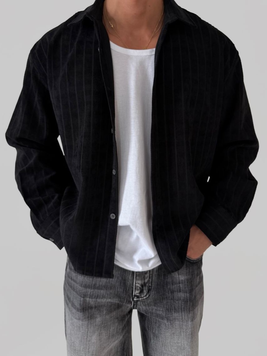 方格燈芯絨襯衫