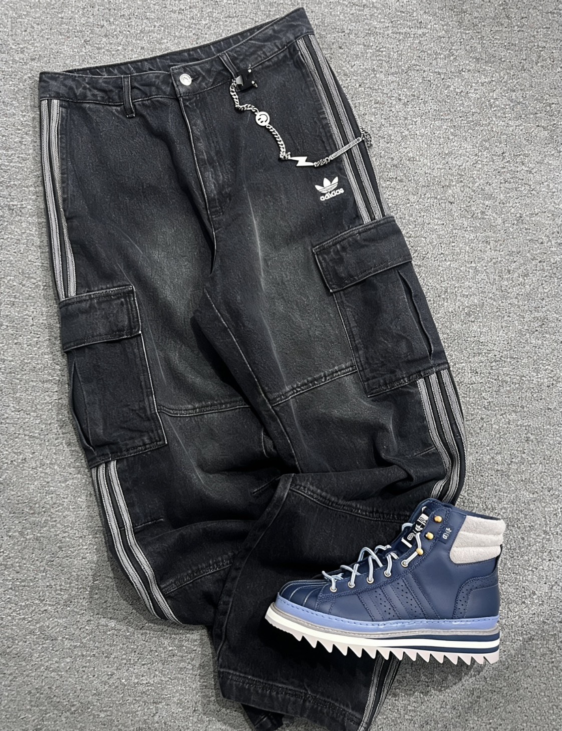 Adidas 工裝風 美式風格 直筒 牛仔褲 KS5980藍/KS5978黑