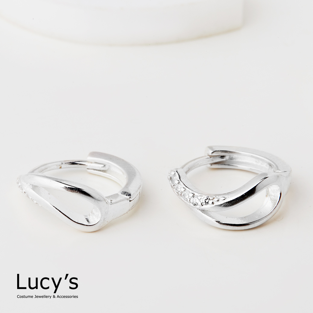 925純銀 不規則彎曲 易扣耳環 (125914)