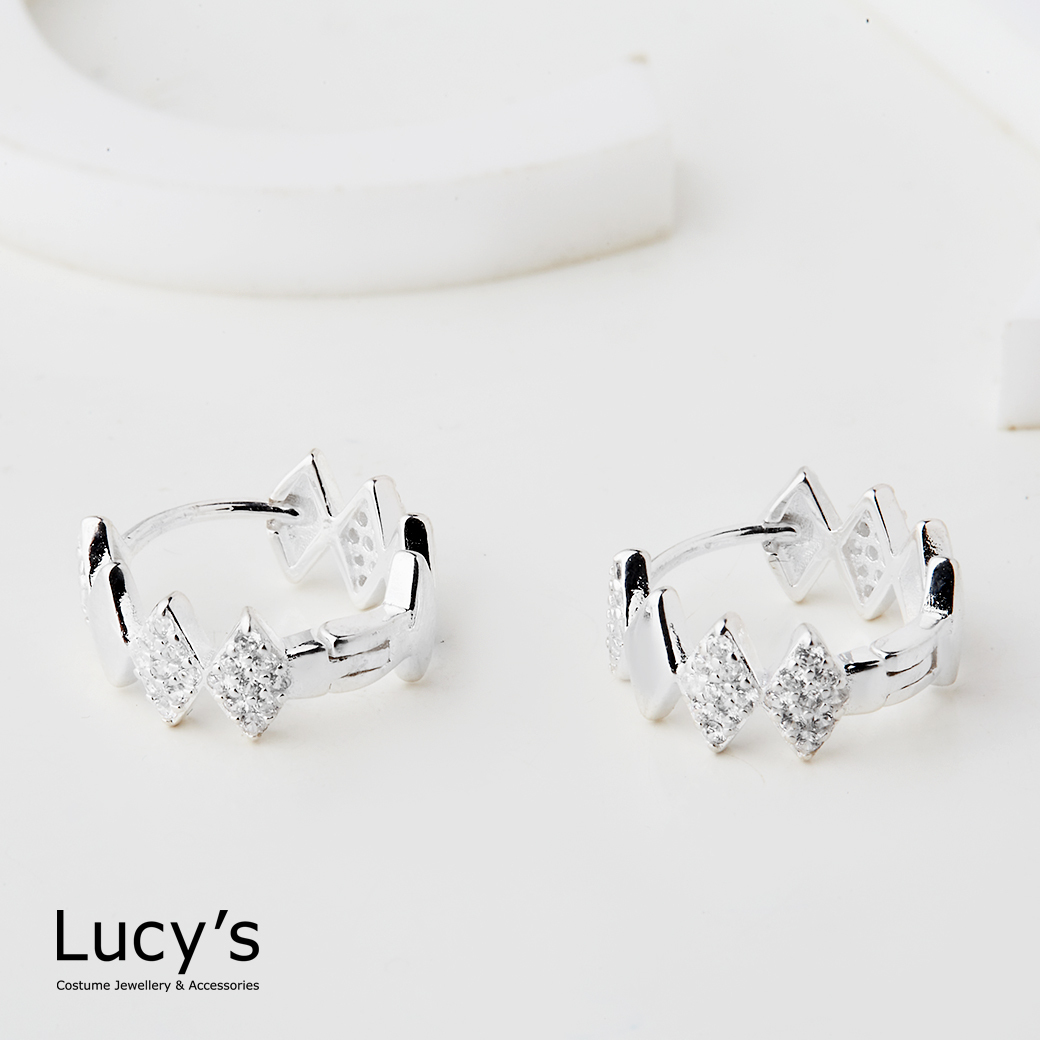 925純銀 稜光排序 易扣耳環 (125298)