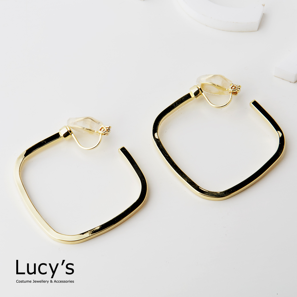 線條幾何 夾式耳環 (125836)