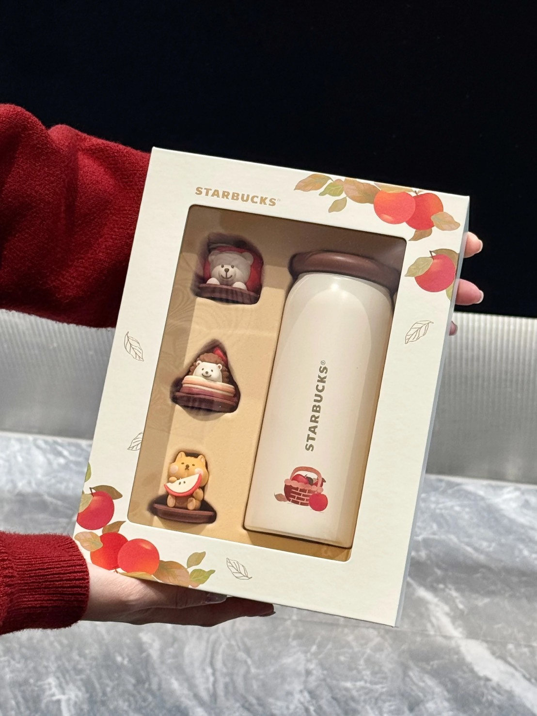 STARBUCKS 星巴克 蘋果 派對小動物 隨心換背蓋 保溫杯 禮盒 380ML