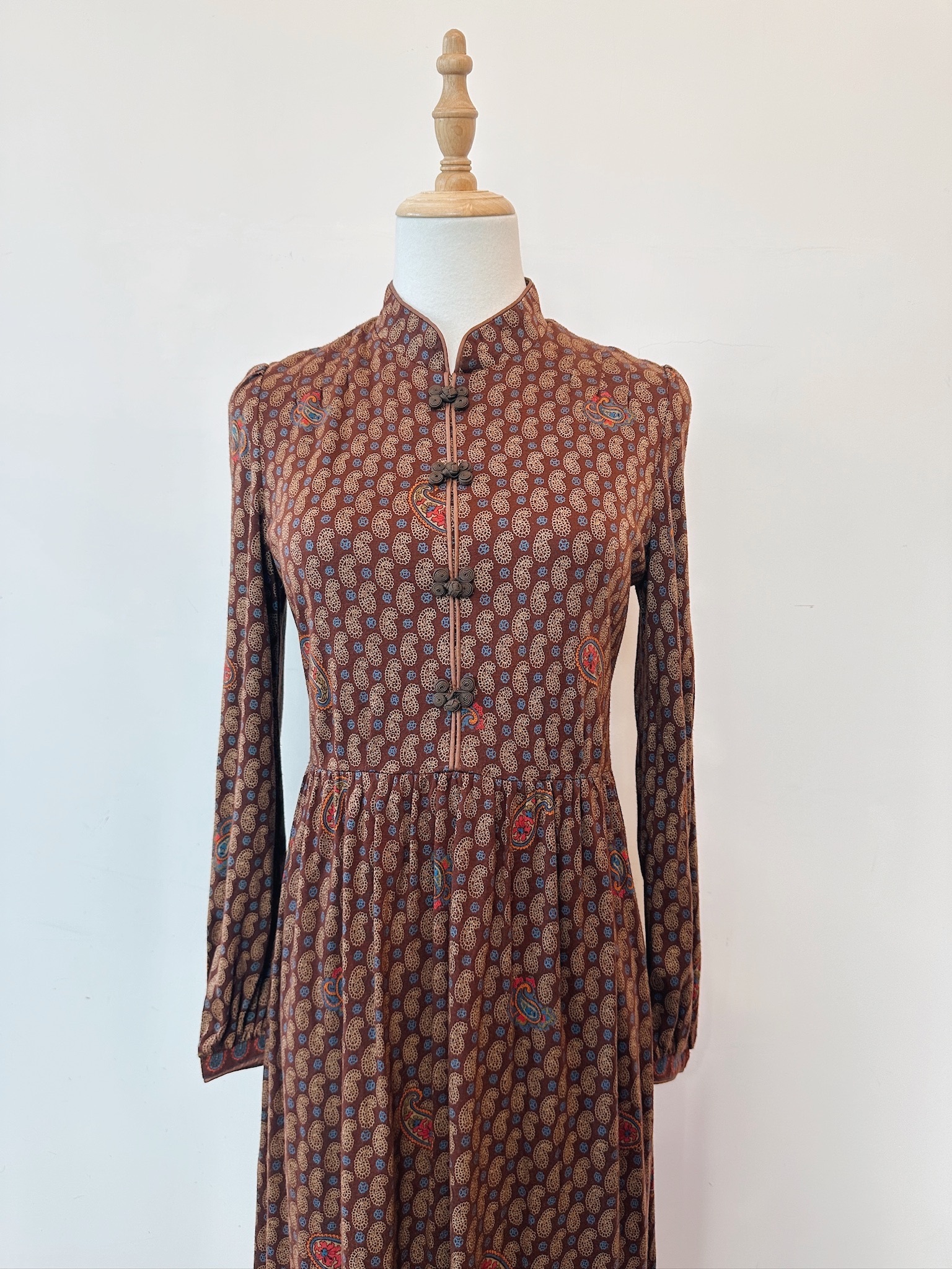 啡色古典織夢古著連身裙