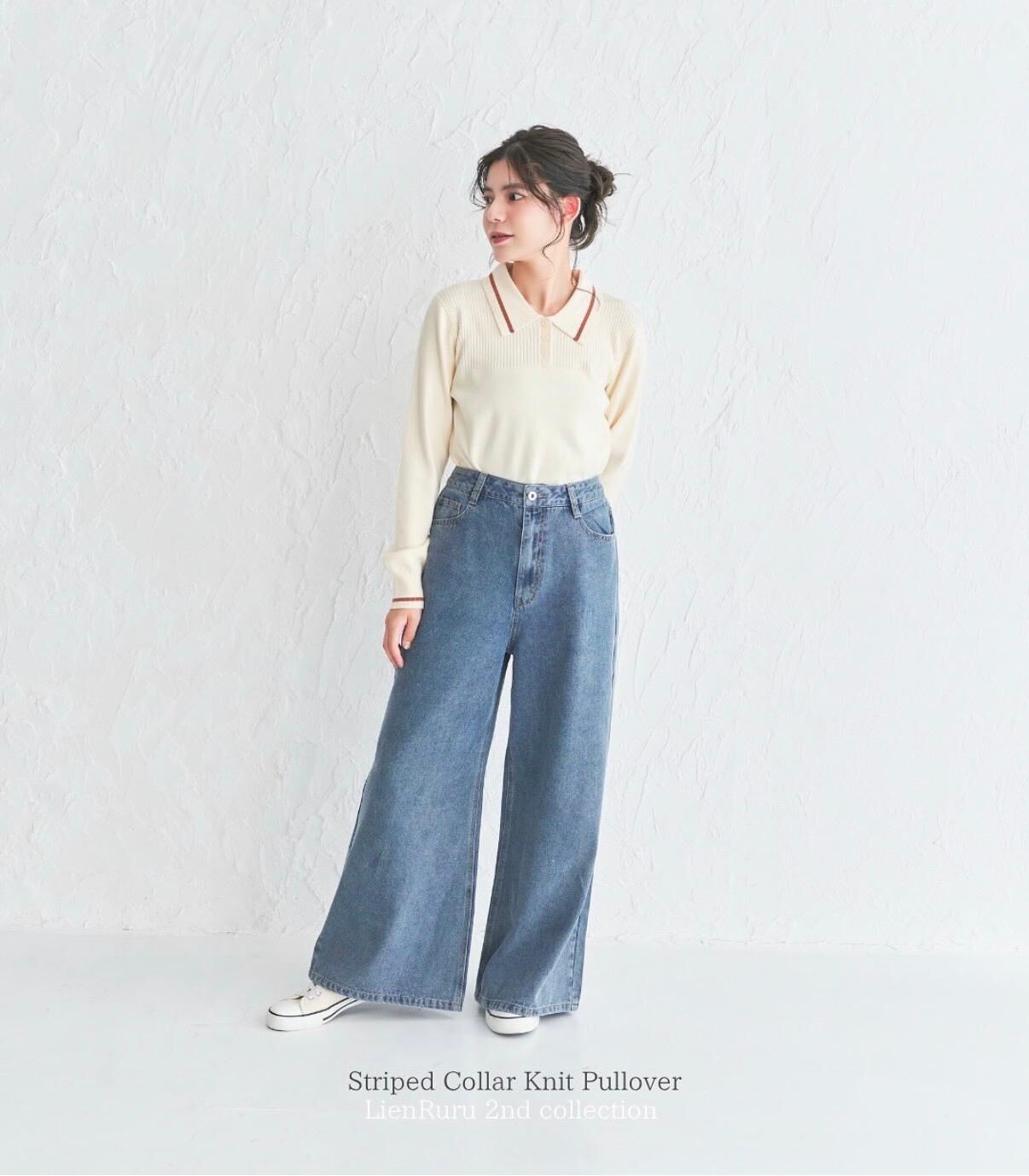 拼色針織POLO領上衣【日本直送】