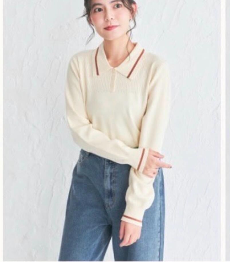 拼色針織POLO領上衣【日本直送】