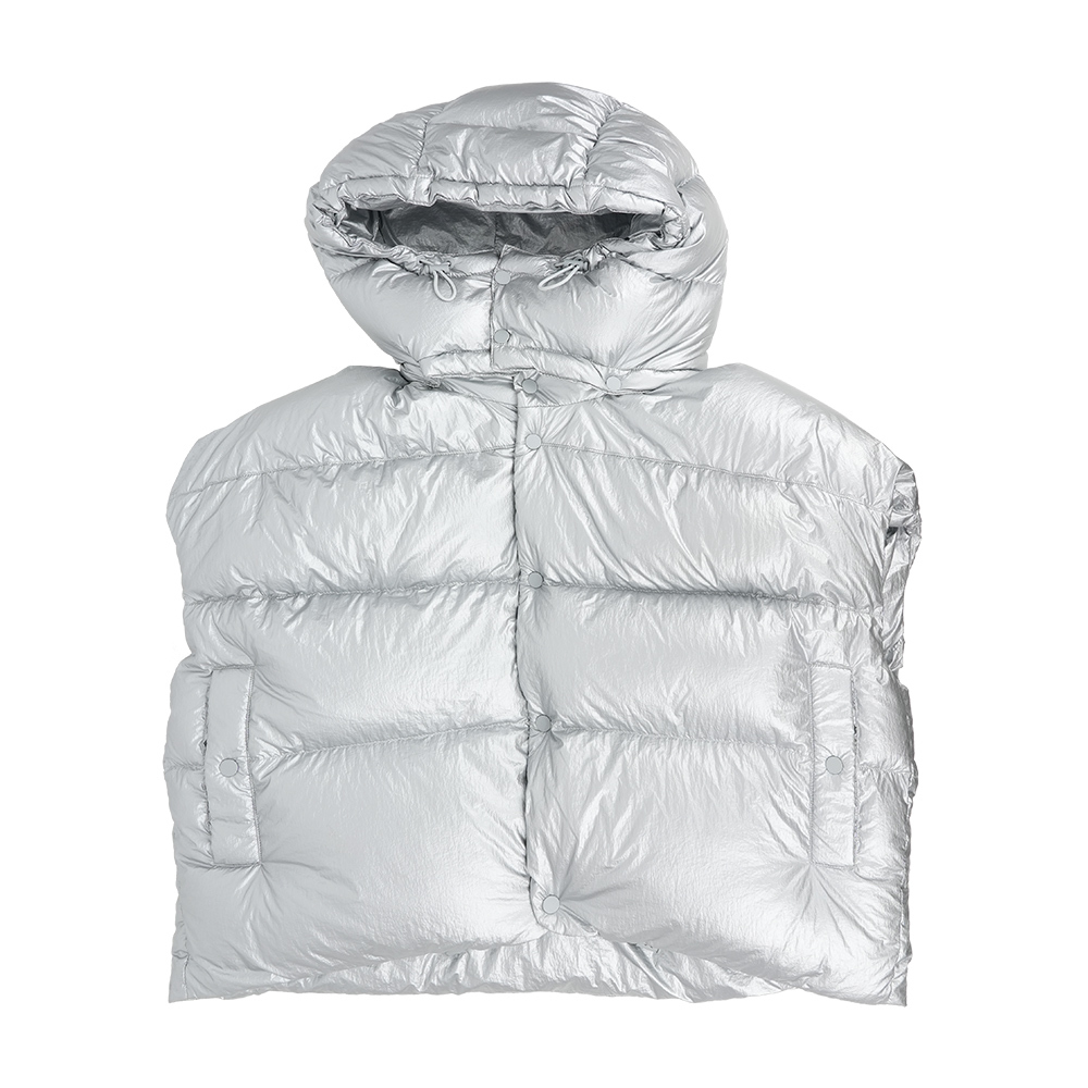 【Marc Jacobs】蓬蓬連帽羽絨背心 XXS (銀色)