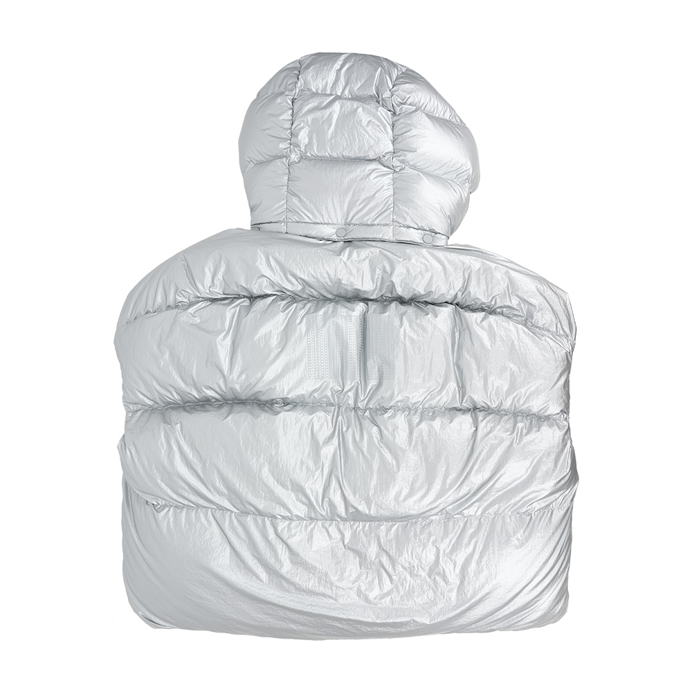 【Marc Jacobs】蓬蓬連帽羽絨背心 XXS (銀色)