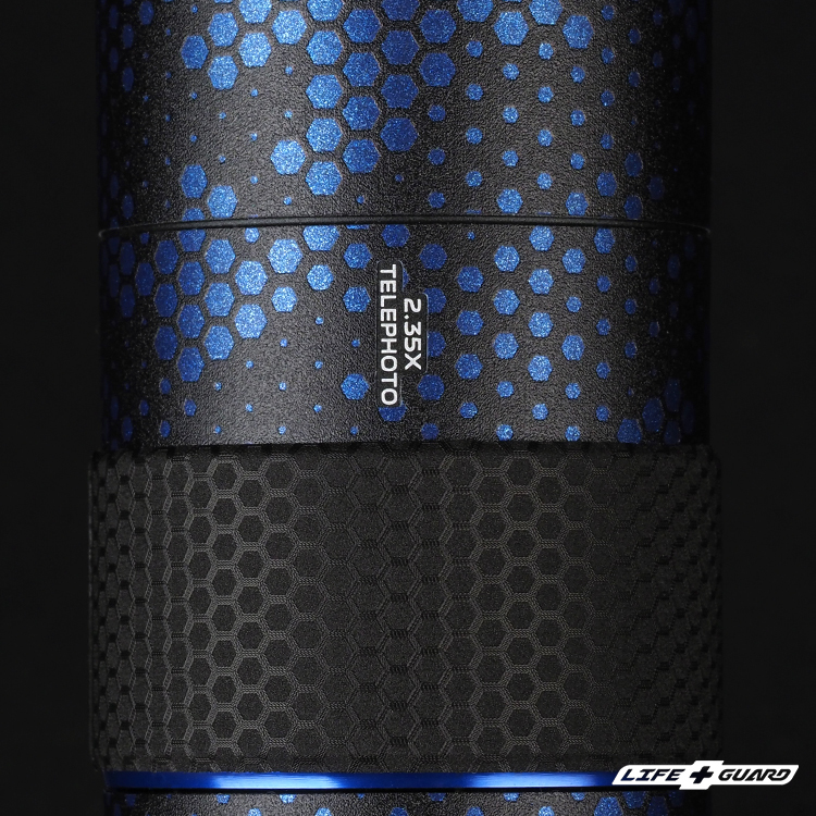 Vivo Zeiss 2.35x 長焦增距 貼膜質感特寫，LIFE+GUARD 藍曼巴設計風格