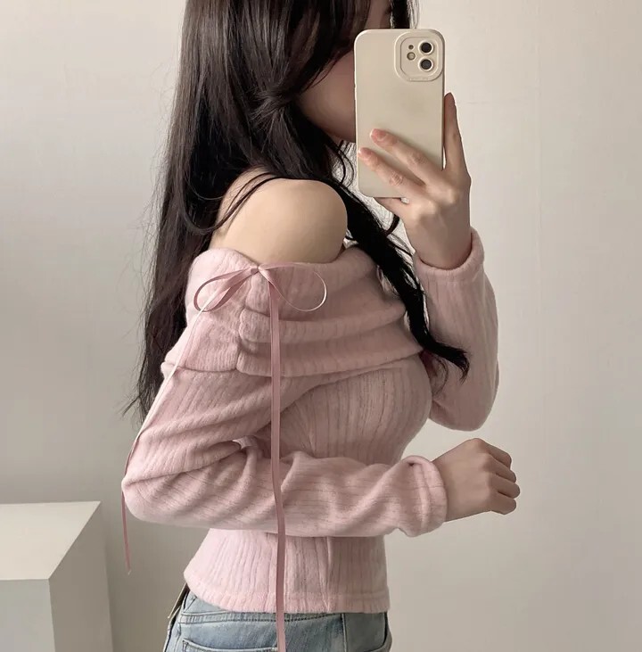 ❥現貨 溫柔到爆平口蝴蝶結上衣