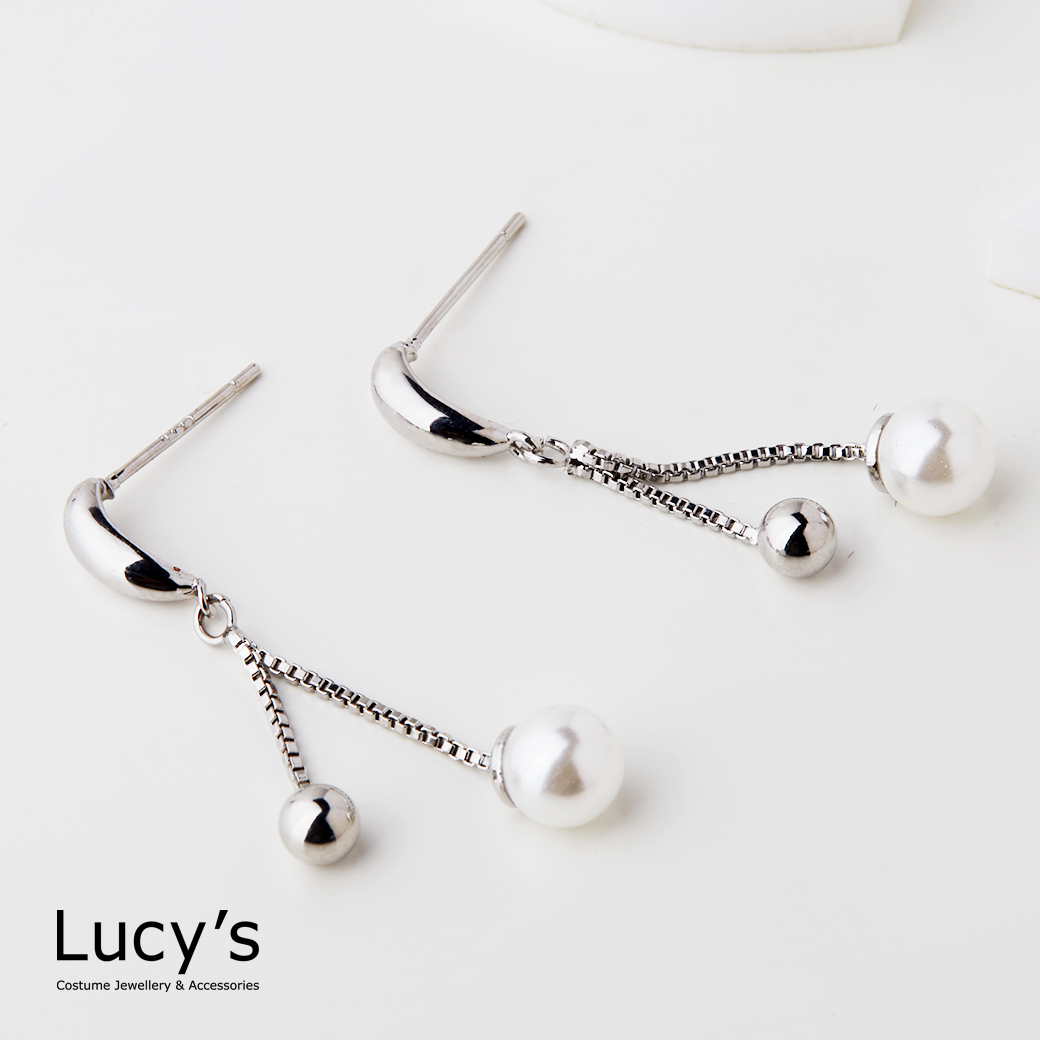 流動珍珠 耳環 (二色) (122145/122146)