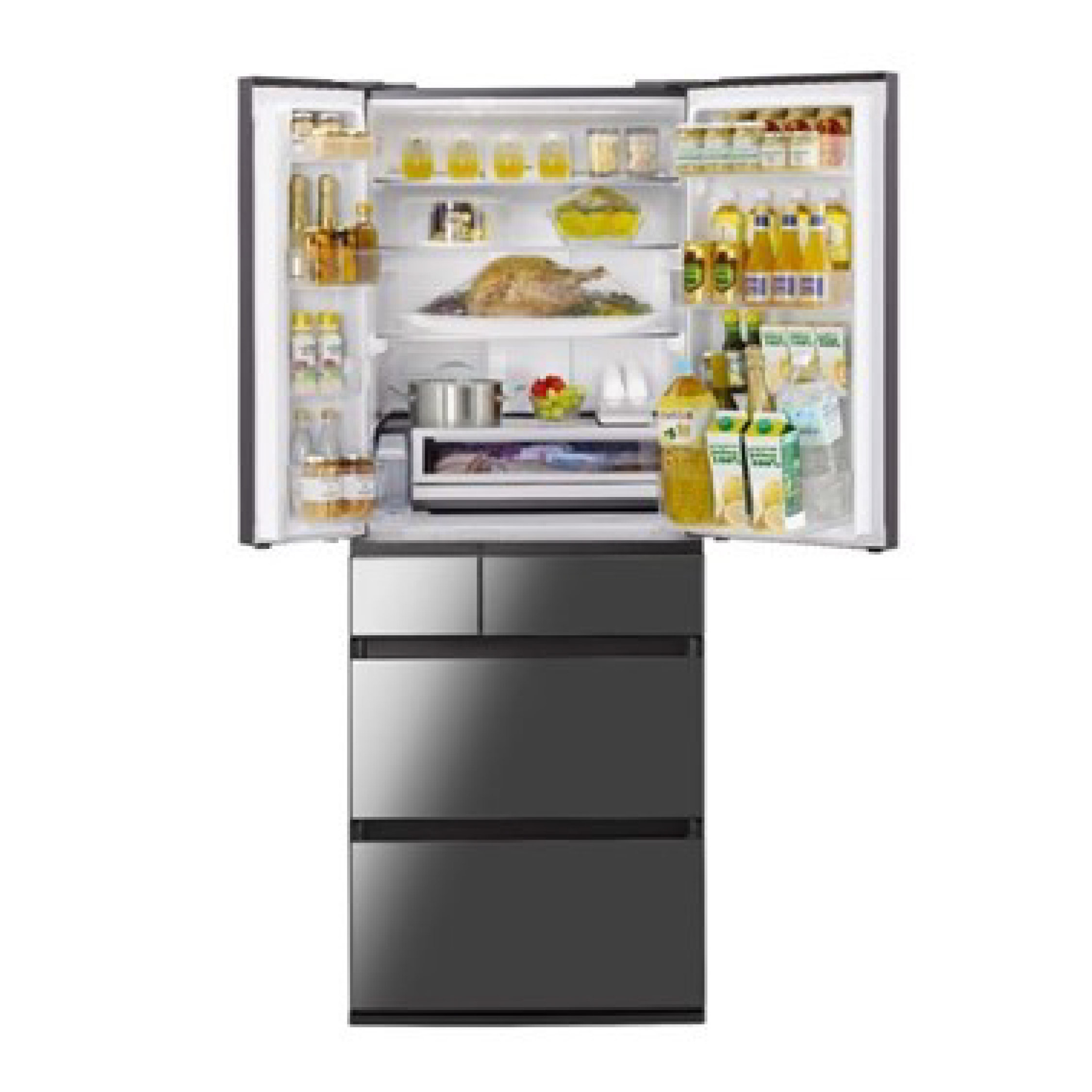 Panasonic 樂聲牌 NR-F607HX-XA ECONAVI 智慧節能六門雪櫃 (黑鋼鏡)