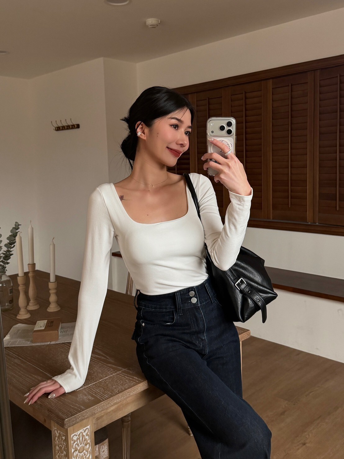 極簡方圓領內磨毛BRATOP