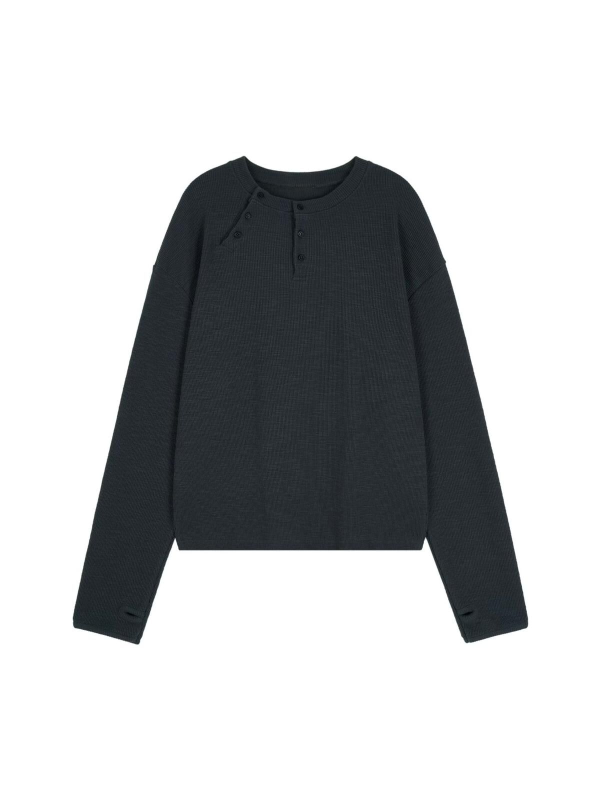 淨色半開胸長袖衫 Tac-0324T